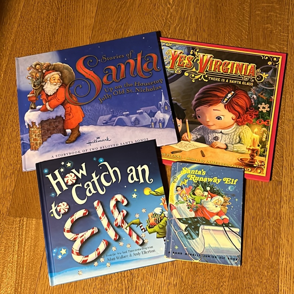 4 Christmas Santa & Elf Hardback Children’s Books Bundle
